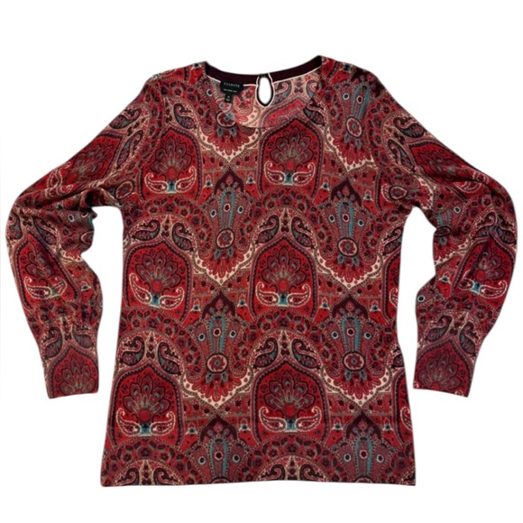 Talbots Tops - Talbots 100% Merino Wool Paisley Print Long Sleeve Top – Size M